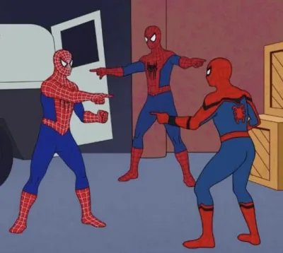 ảnh meme huyền thoại 3 Spiderman chỉ nhau