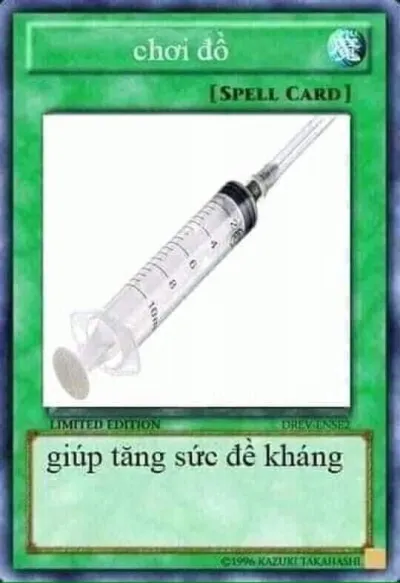 ảnh meme bài Yugioh chơi đồ giúp tăng sức đề kháng