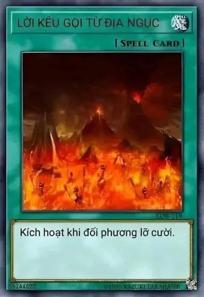 ảnh meme bài Yugioh lời kêu gọi từ địa ngục "kích hoạt khi đối phương lỡ cười"