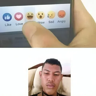 ảnh meme chàng trai thả haha với biểu cảm không cảm xúc