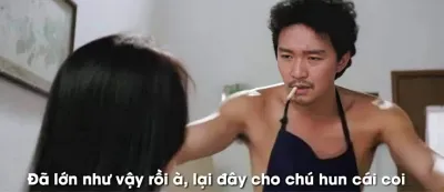 Ảnh meme Châu Tinh Trì đã lớn như vậy rồi à, lại đây cho chú hun cái coi