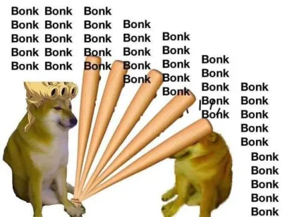 Ảnh meme Cheems chó Shiba ăn gậy bóng chày bonk lõm đầu