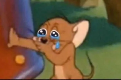 ảnh meme cảm động chuột Jerry chống tay vào tường ôm mặt khóc