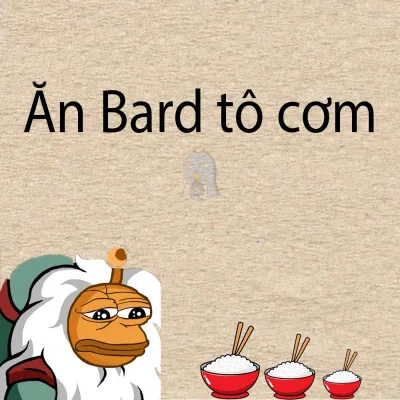 ảnh meme ếch xanh Pepe ăn Bard tô cơm
