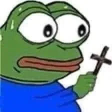 ảnh meme ếch xanh Pepe cầm thánh giá