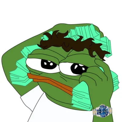 ảnh meme ếch xanh Pepe đeo Rolex flex độ giàu có