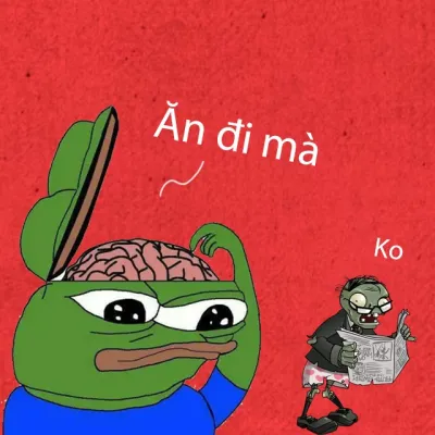 ảnh meme ếch xanh Pepe mời zombie ăn não