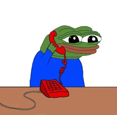 ảnh meme ếch xanh Pepe nghe điện thoại
