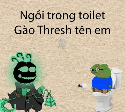 ảnh meme ếch xanh Pepe ngồi trong toilet gào Thresh tên em