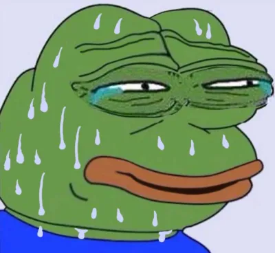ảnh meme ếch xanh Pepe sợ hãi toát mồ hôi lạnh