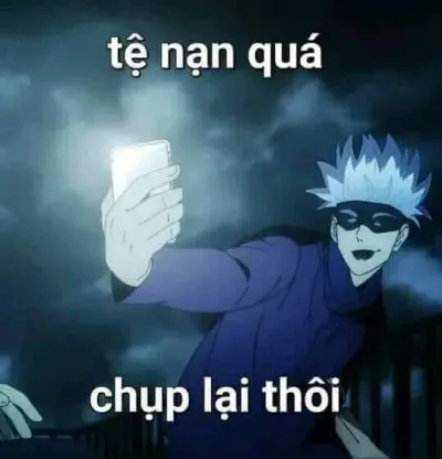 Ảnh meme Gojo tệ nạn quá chụp lại thôi