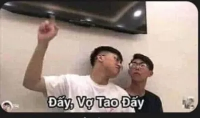 ảnh meme Lê Bảo chỉ tay nói đấy, vợ tao đấy