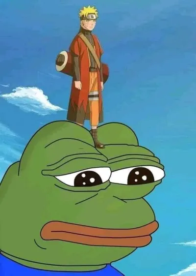 ảnh meme Naruto cưỡi đầu ếch xanh Pepe