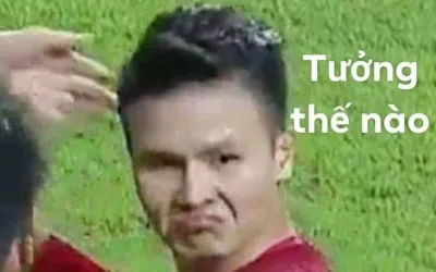 ảnh meme Quang Hải bĩu môi tưởng thế nào
