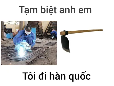 ảnh meme chơi chữ tạm biệt anh em tôi đi hàn quốc