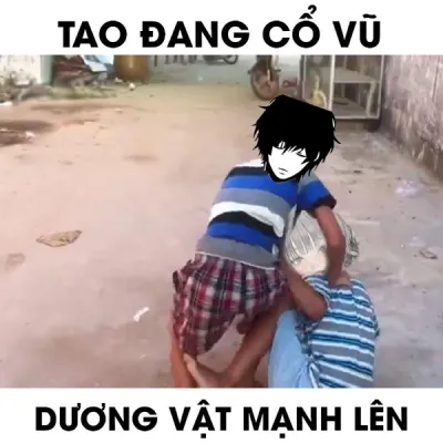 ảnh meme chơi chữ tao đang cổ vũ dương vật mạnh lên
